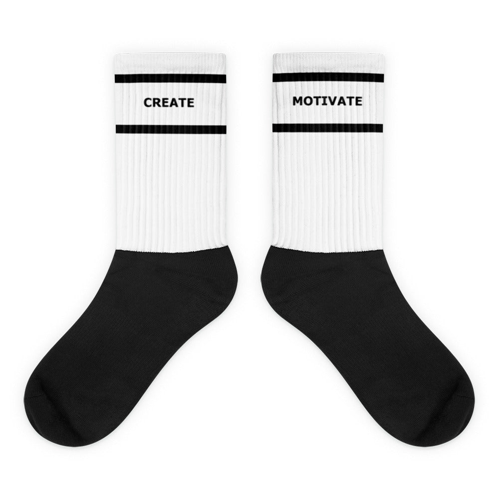 One Step at a Time Inspirational Design Printed on Socks - White